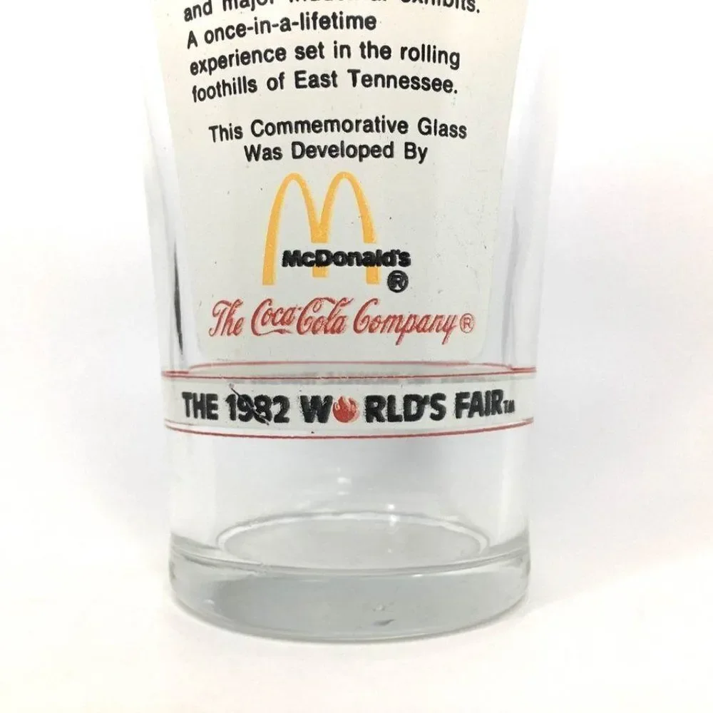 1982 World’s Fair McDonald’s Coca-Cola Glass Commerative Flared Glass Knoxville